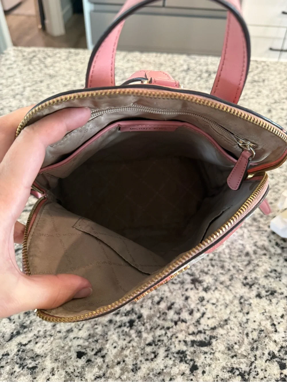 Michael Kors Pink MK Logo Small Backpack